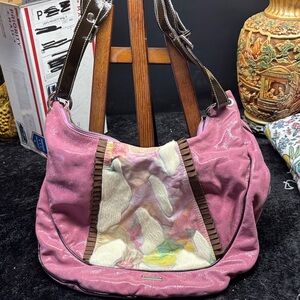 Pulicati Pink Shoulder Bag with Floral Design